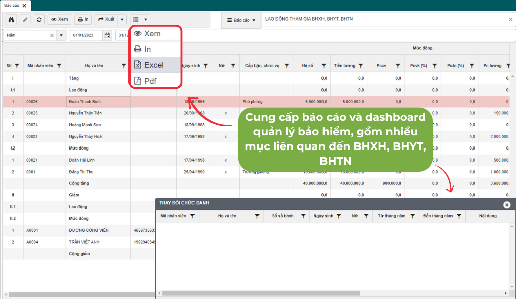 Báo cáo, dashboard