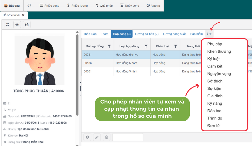 Cập nhật thông tin hồ sơ