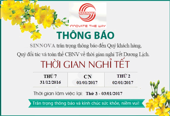 Thông  báo lịch nghỉ Tết Dương lịch 2017